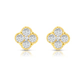 Yellow Gold Cluster Diamond Earrings