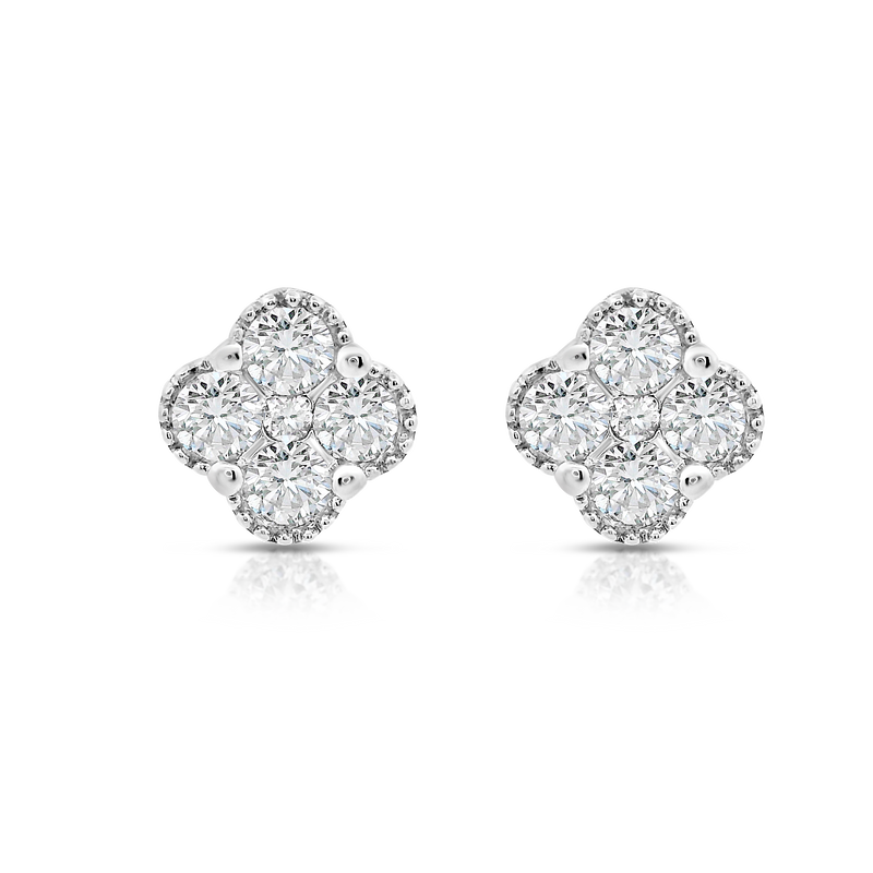 White Gold Clover Diamond Earrings