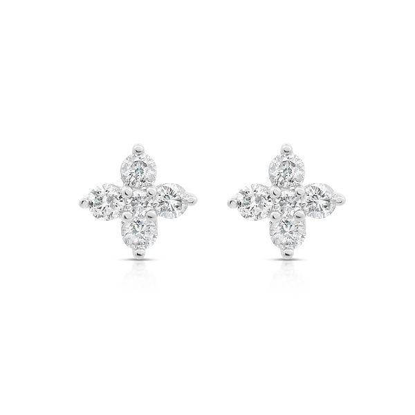 White Gold Diamond Cluster Earrings