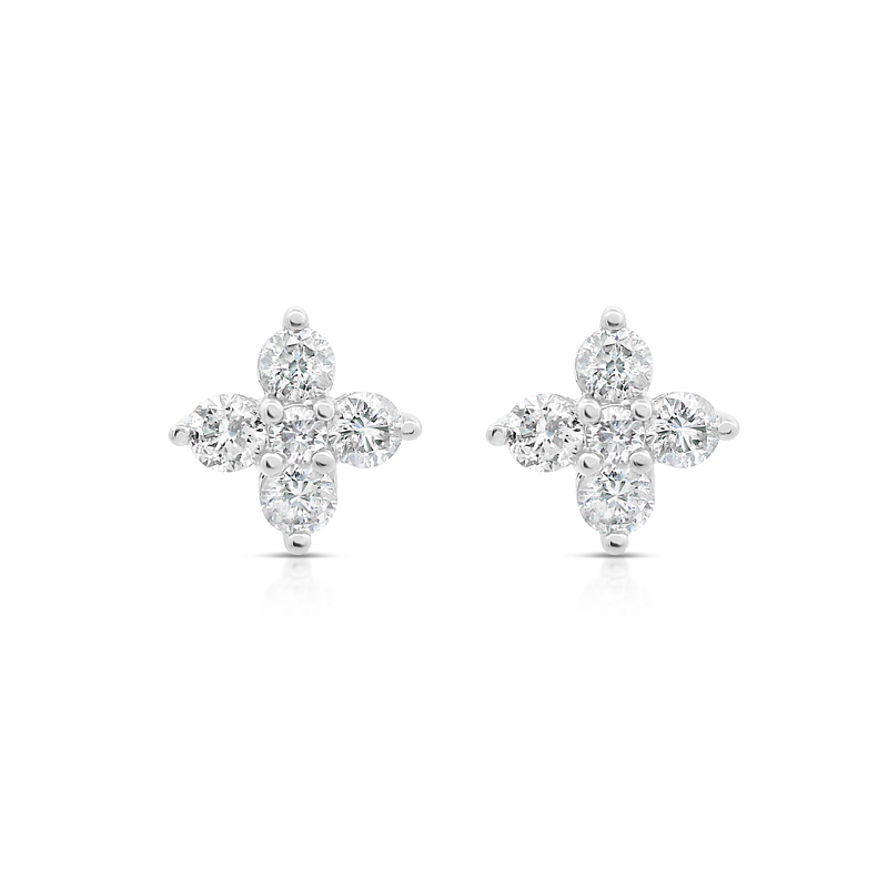 White Gold Diamond Cluster Earrings