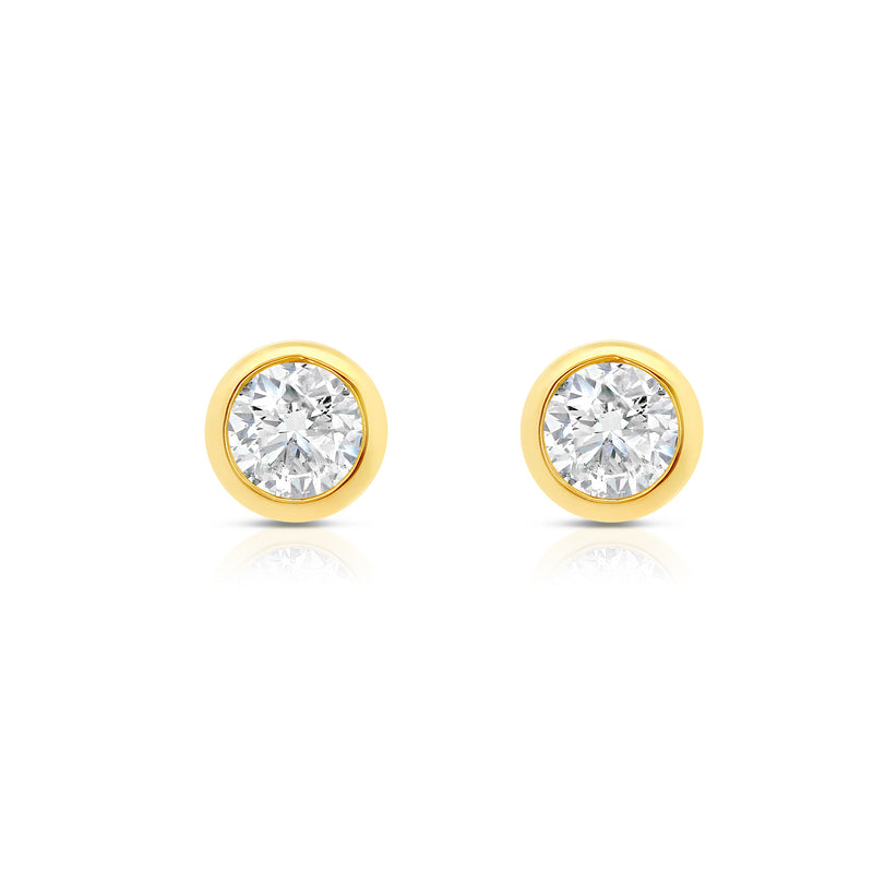 Yellow Gold Bezel Diamond Earrings