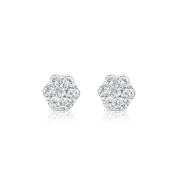 White Gold Diamond Clover Earrings