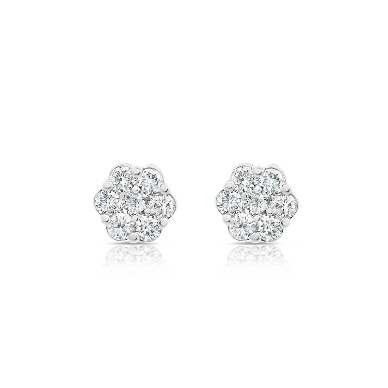 White Gold Diamond Clover Earrings