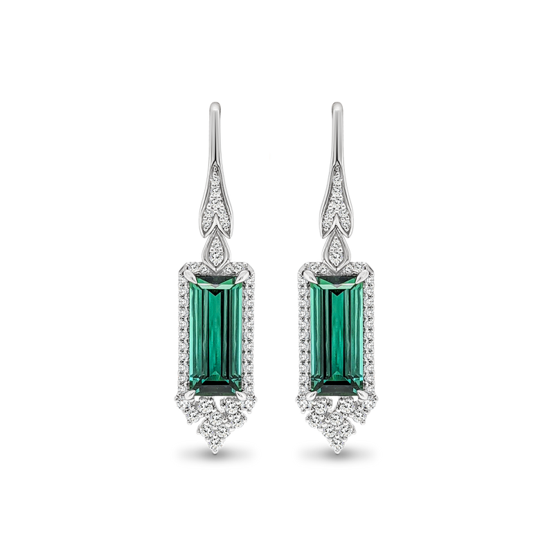 'Victoria' Green Tourmaline & Diamond Earrings