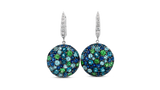 Tsavorite Garnet, Sapphire, Blue Topaz & Diamond Earrings