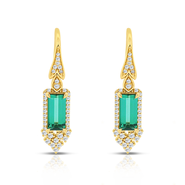 Victoria Green Tourmaline and Diamond Fancy Drop Earrings