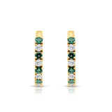 18ct Yellow Gold Huggie Earrings with Emeralds and Diamonds
