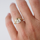 Yellow gold pear shaped diamond engagement ring York Jewellers Sydney Phoebe design.