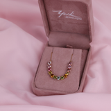 18ct rose gold necklace featuring 13 multicolour tourmalines (5.78ct total), available at York Jewellers Penrith and Warriewood (Sydney).
