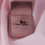 Claw set 18ct white gold ring with natural ruby gemstones and round brilliant cut diamond sparkle available at York Jewellers Penrith and Warriewood (Sydney).