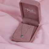 18ct white gold emerald and diamond necklace available from Sydney fine jeweller York Jewellers.