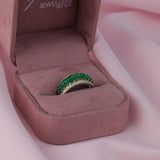 Claw set 18ct white and yellow gold ring with natural emerald gemstones and round brilliant cut diamond sparkle available at York Jewellers Penrith and Warriewood (Sydney).