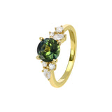 18ct yellow gold Aurelia Ring featuring a certified 2.49ct round brilliant cut natural Australian parti sapphire with mixed cut diamond accents, available at York Jewellers Penrith and Warriewood (Sydney).