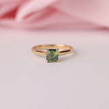 18ct yellow gold solitaire ring featuring 1.13ct Madagascar parti sapphire in Asscher cut four-claw setting available at York Jewellers Penrith (Sydney).