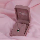 18ct White Gold Emerald and Diamond Heart Shaped Necklace