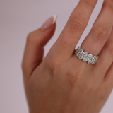 18ct White Gold Fancy Dress Ring with Scalloped Edges and Diamonds