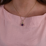 "Marie Antoinette" 18ct Yellow Gold Pendant with Amethyst, Pear Shaped Tsavorite and Diamond, with Chain