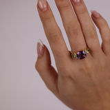 "Marie Antoinette" 18ct Yellow Gold Ring with Amethyst, Tsavorite and Diamonds