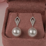 18ct White Gold Diamond South Sea Pearl Stud Earrings