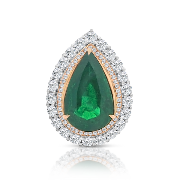 Pear Emerald and Diamond Ring