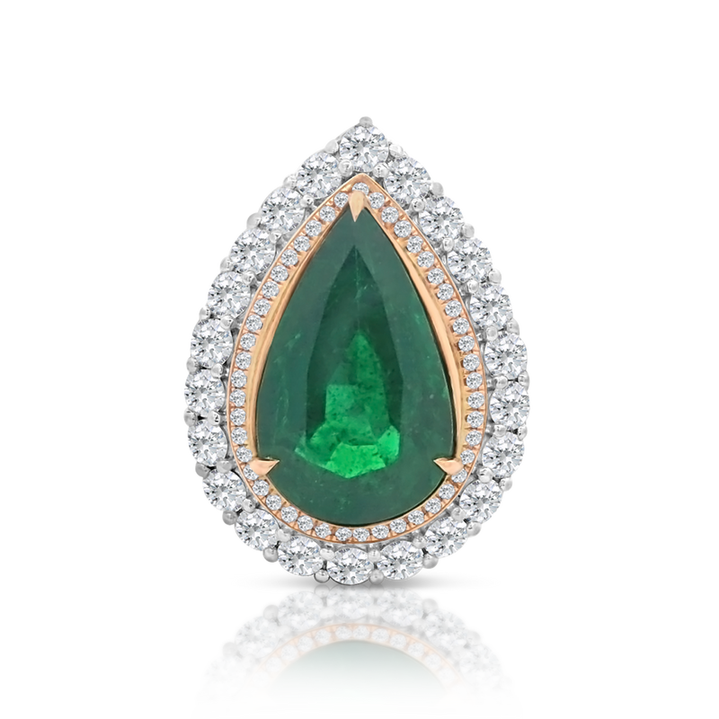 Pear Emerald and Diamond Ring