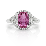 Pink Sapphire & Diamond Halo Ring