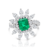 Emerald and Diamond Glamour Ring