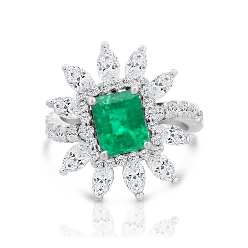 Emerald and Diamond Glamour Ring