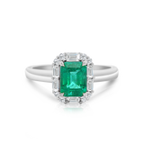 Emerald Cut Emerald and Diamond Ring