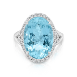Oval Aquamarine and Diamond Ring