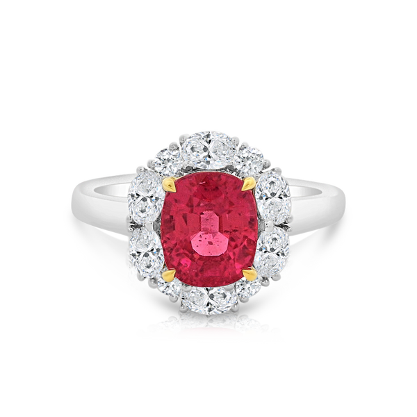 Ruby and Diamond Halo Ring