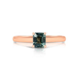 18ct Rose Gold Solitaire Ring with Blue/Green Madagascar Sapphire
