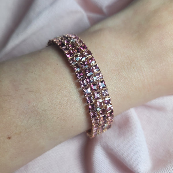 Pink Princess Cut Tourmaline Bracelet