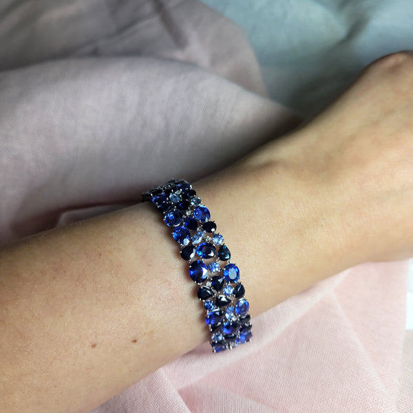 Blue Sapphire Wide Bracelet