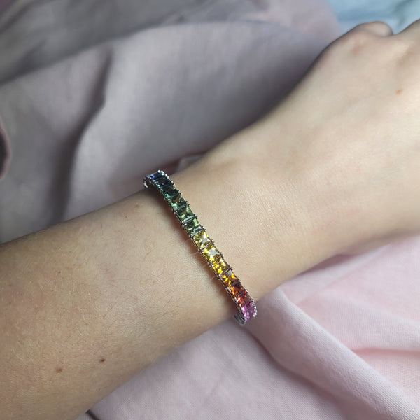 Rainbow Sapphire Tennis Bracelet