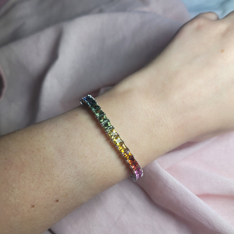 Rainbow Sapphire Tennis Bracelet