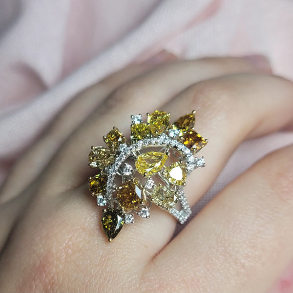 Champagne Diamond & White Diamond Dress Ring