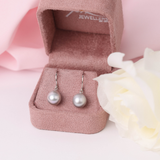 9ct Dyed Grey 9mm Drop Freshwater Pearl Shepherd Hook Earrings