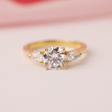 Round brilliant cut diamond ring side profile yellow gold setting York Jewellers Sydney.