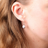 9ct Dyed Grey 9mm Drop Freshwater Pearl Shepherd Hook Earrings