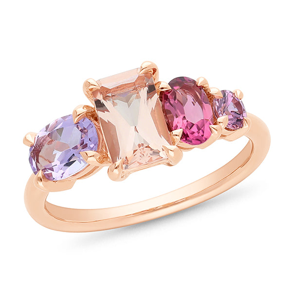 Morganite, Sapphire, Tourmaline & Amethyst Dress Ring