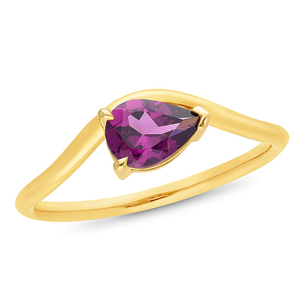 Pear Shape Rhodalite Garnet Ring