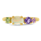 Opal, Amethyst. Peridot and Pink Sapphire Ring