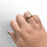 Opal, Amethyst. Peridot and Pink Sapphire Ring