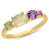 Opal, Amethyst. Peridot and Pink Sapphire Ring
