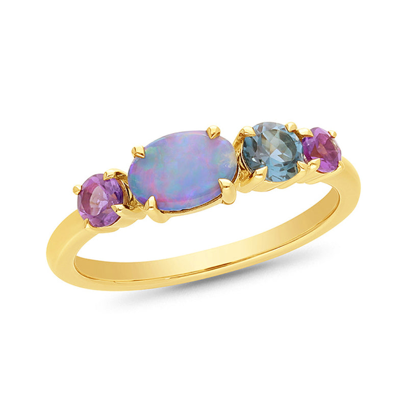 Opal, Amethyst & London Blue Topaz Ring