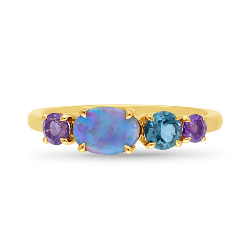 Opal, Amethyst & London Blue Topaz Ring