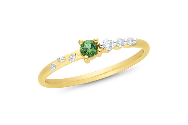 Mint Green Tourmaline & Lab Grown Diamond Ring