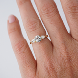 Close up round brilliant cut diamond engagement ring yellow gold Sydney jeweller York Jewellers.