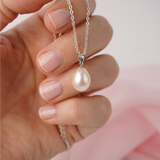 9ct White Drop 10mm Freshwater Pearl Pendant